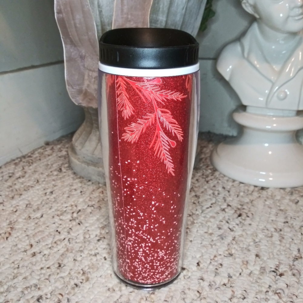 Starbucks 2020 Grande Size Red Holiday Sparkly Glitter Travel Mug - Picture 4 of 7